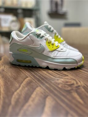 Nike Kids' Air Max Sneakers in White, Light Green & Neon Yellow
